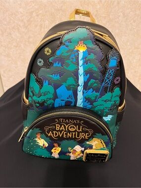 Disney Loungefly Tiana's Bayou Adventure Mini Backpack - Black/Green